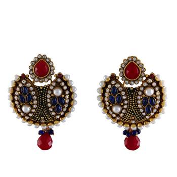 Red gold plated antique gold Copper   Pair of Earrings 1