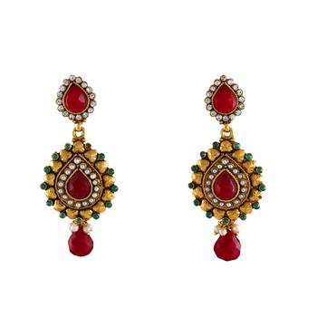 Red gold plated antique gold Copper   Pair of Earrings 1