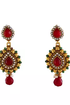 Red gold plated antique gold Copper   Pair of Earrings