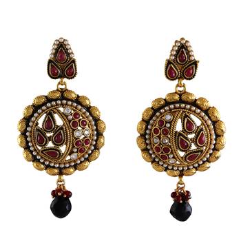 Red gold plated antique gold Copper   Pair of Earrings 1