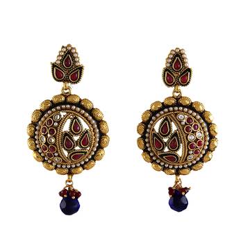 Red gold plated antique gold Copper   Pair of Earrings 1