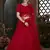 Red Thread embroidered net semi stitched Bridal lehenga