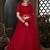 Red Thread embroidered net semi stitched Bridal lehenga