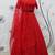Red Thread embroidered net semi stitched Bridal lehenga