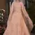 Peach Thread embroidered net semi stitched wedding lehenga