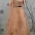 Peach Thread embroidered net semi stitched wedding lehenga
