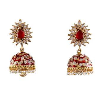 Red gold plated antique gold Copper   Pair of Earrings 1