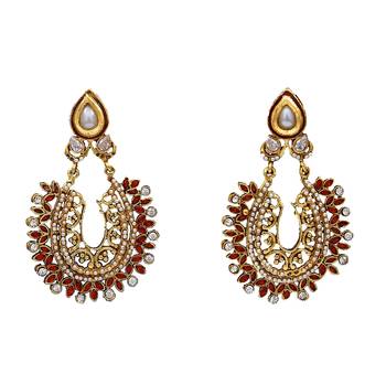 Orange gold plated antique gold Copper   Pair of Earrings 1