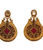 Red gold plated antique gold Copper   Pair of Earrings