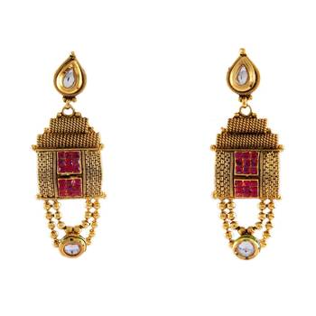 Red gold plated antique gold Copper   Pair of Earrings 1