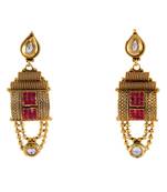 Red gold plated antique gold Copper   Pair of Earrings
