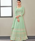 Light-sea-green embroidered georgette salwar
