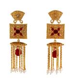 Red gold plated antique gold Copper   Pair of Earrings