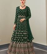 Dark-green embroidered georgette salwar