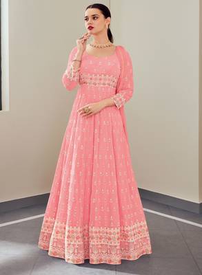 Pink embroidered georgette salwar 1