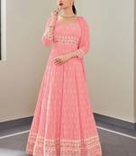 Pink embroidered georgette salwar