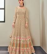 Beige embroidered georgette salwar