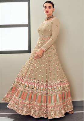 Beige embroidered georgette salwar 2