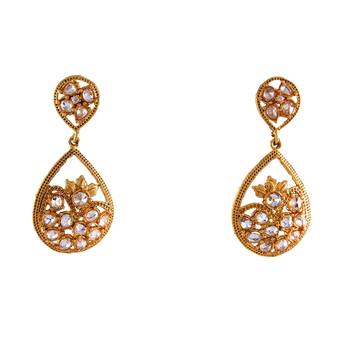 White gold plated antique gold Copper   Pair of Earrings 1