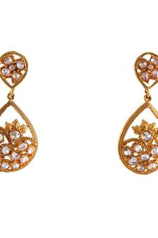 White gold plated antique gold Copper   Pair of Earrings