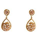 White gold plated antique gold Copper   Pair of Earrings