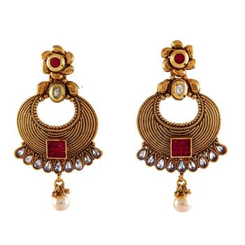 Red gold plated antique gold Copper   Pair of Earrings 1