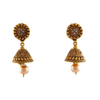 White gold plated antique gold Copper   Pair of Earrings 1