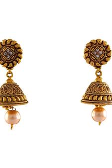 White gold plated antique gold Copper   Pair of Earrings