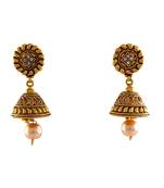White gold plated antique gold Copper   Pair of Earrings