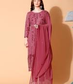 Coral embroidered georgette salwar