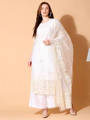 Off white embroidered net salwar 1