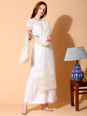 Off white embroidered net salwar 2
