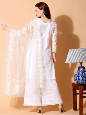 Off white embroidered net salwar 3