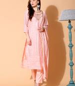 Peach embroidered georgette salwar