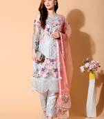 Grey embroidered net salwar