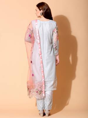Grey embroidered net salwar 3