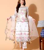 Cream embroidered georgette salwar