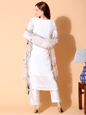 Cream embroidered georgette salwar 3