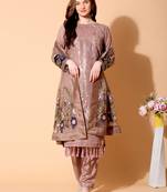 Brown embroidered georgette salwar