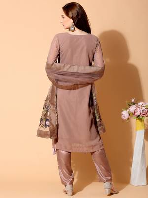 Brown embroidered georgette salwar 3