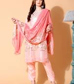 Pink embroidered georgette salwar