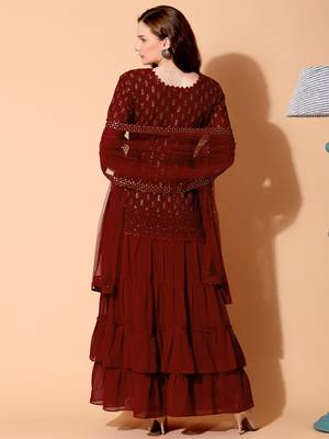 Maroon embroidered georgette salwar 3
