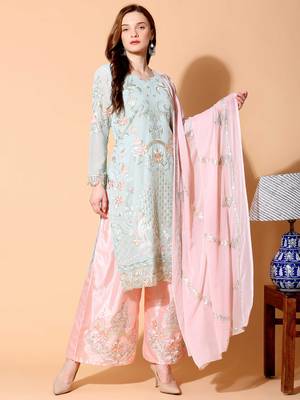 Grey embroidered georgette salwar 1