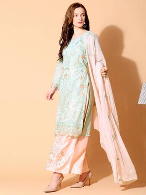 Grey embroidered georgette salwar 2