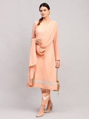 Peach embroidered georgette salwar 1