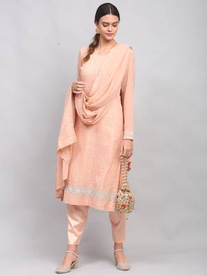 Peach embroidered georgette salwar 2
