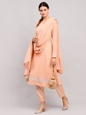 Peach embroidered georgette salwar 3