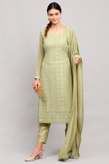 Green embroidered georgette salwar