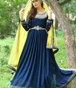 Navy blue embroidered georgette salwar