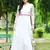 Cream embroidered net salwar